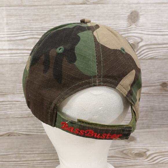 Bass Buster Hat Cap Strap Back Camouflage Embroidered Fishing Outdoors Mens - Picture 5 of 9